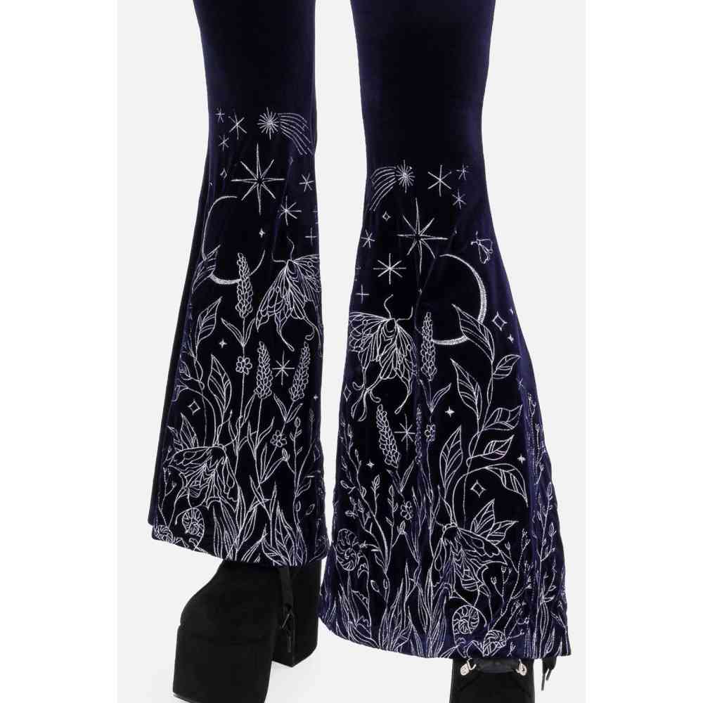 Restyle - COSMIC DIVINITY Bell bottom flare denim hose - Dunkelblau